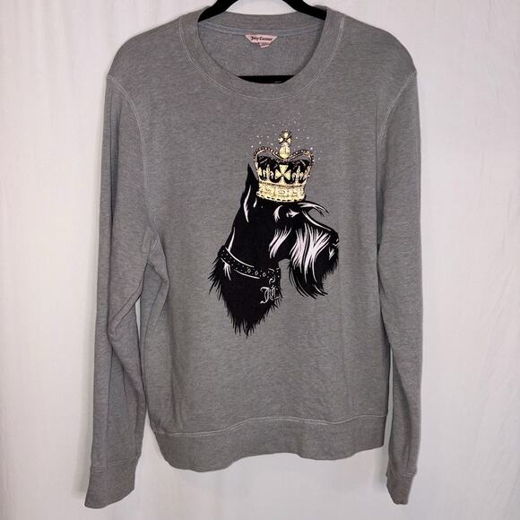 JUICY COUTURE Long-Sleeve Vintage Y2k Dog Rhinestones Crew Neck Size L - Picture 1 of 7